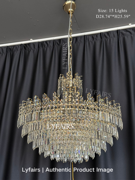 Luxury Hotel Hallway Ceiling Lighting Fixture Large Round Crystal Chandelier for Foyer/Living Room