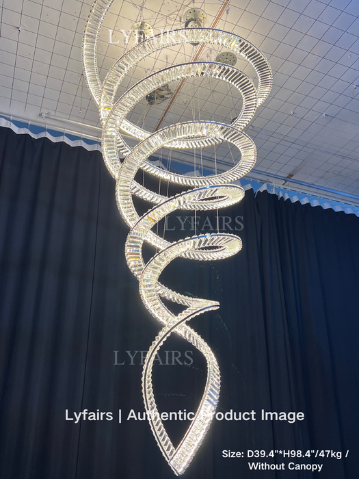Lampadario da soffitto per soggiorno di design, elegante lampadario di cristallo a spirale per l'ingresso dell'hotel