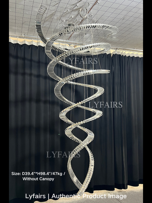 Lampadario da soffitto per soggiorno di design, elegante lampadario di cristallo a spirale per l'ingresso dell'hotel