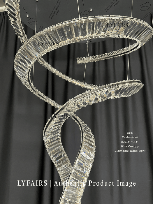 Luxury Large Spiral Crystal Chandelier for Hotel Entrance/Foyer/Staircase