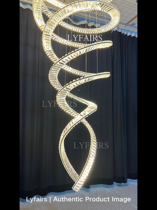 Lampadario da soffitto per soggiorno di design, elegante lampadario di cristallo a spirale per l'ingresso dell'hotel