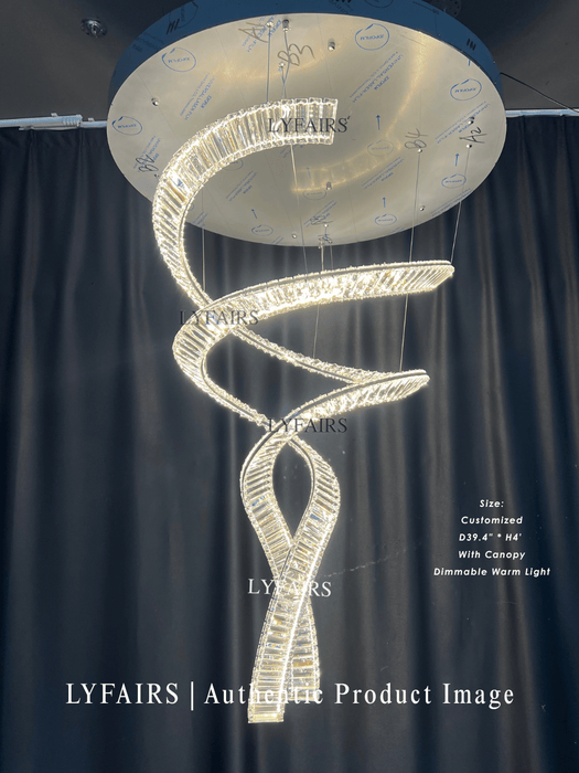 Luxury Large Spiral Crystal Chandelier for Hotel Entrance/Foyer/Staircase