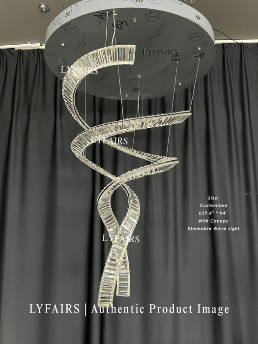 Luxury Large Spiral Crystal Chandelier for Hotel Entrance/Foyer/Staircase