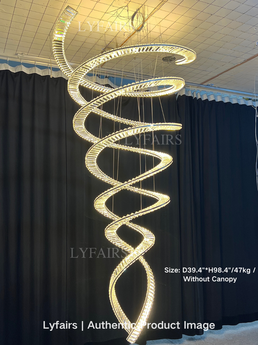 Lampadario da soffitto per soggiorno di design, elegante lampadario di cristallo a spirale per l'ingresso dell'hotel