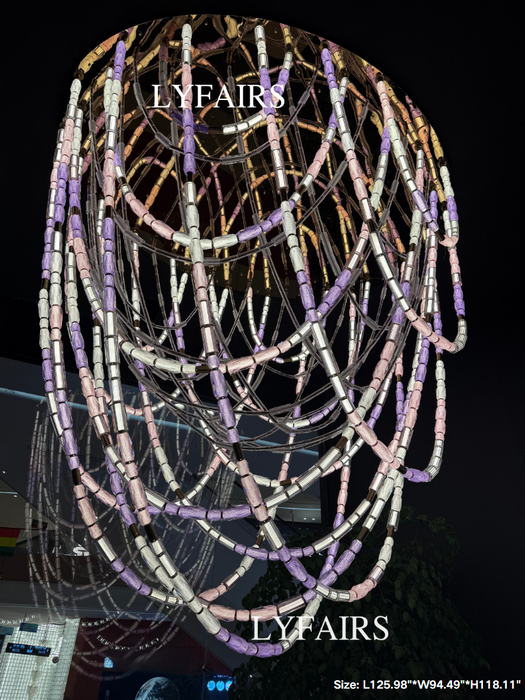 Luxury Artistic Dreamy Pastel Blended Crystal Tube Chain Chandelier for Villa/Lobby/Foyer