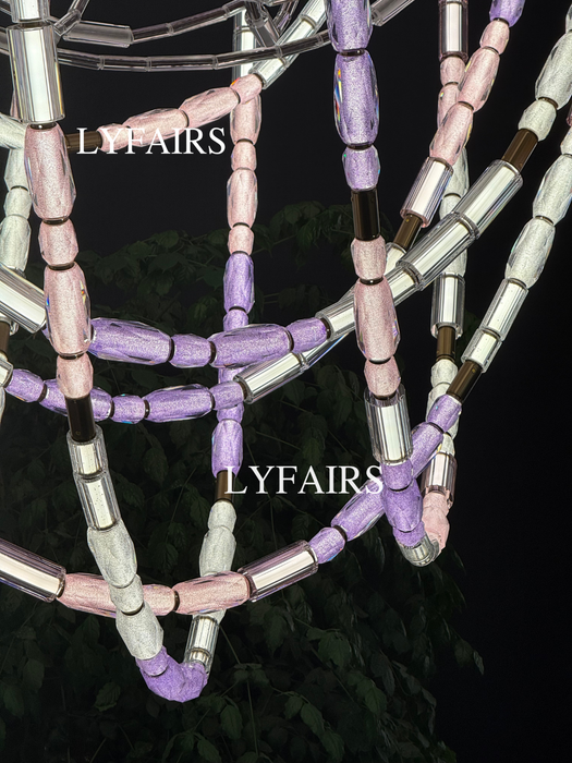 Luxury Artistic Dreamy Pastel Blended Crystal Tube Chain Chandelier for Villa/Lobby/Foyer