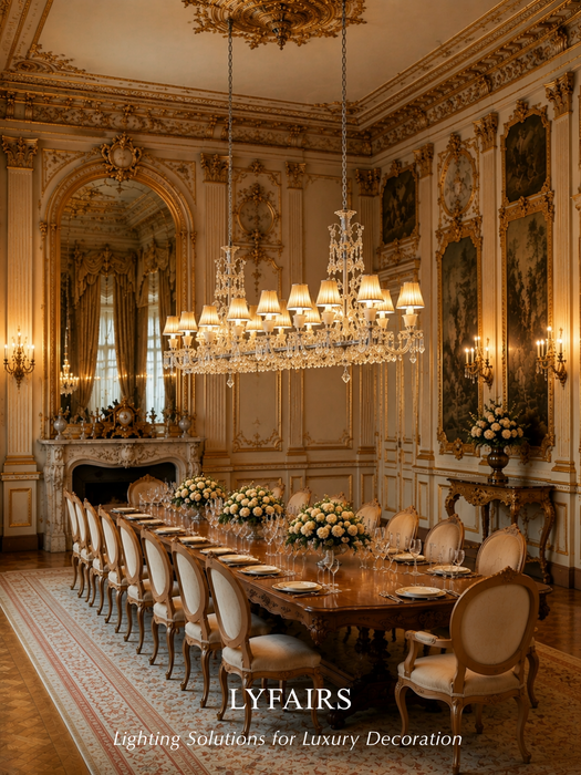 Luxury Classic Linear 26-Light Crystal Chandelier for Dining Room