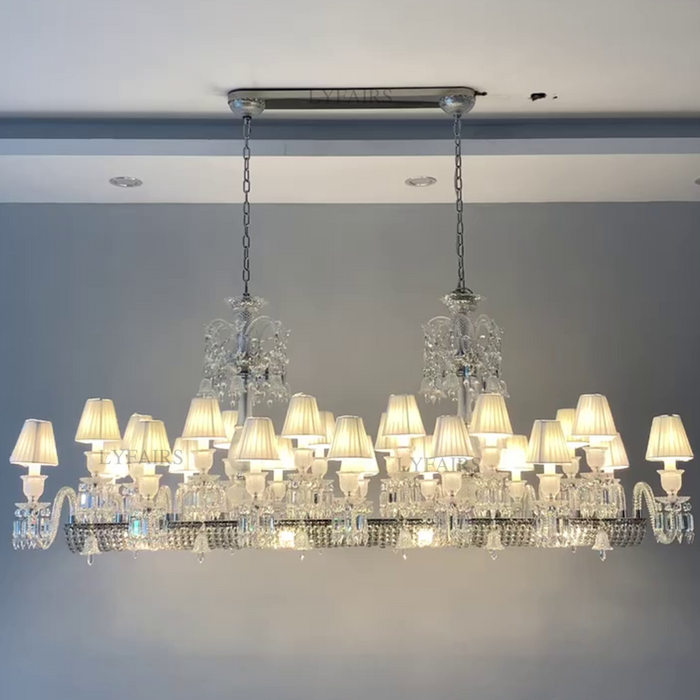 Luxury Classic Linear 26-Light Crystal Chandelier for Dining Room