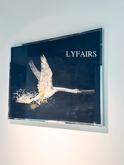 Luxury Dynamic Swan Taking Flight Wall Hanging with Crystal Details