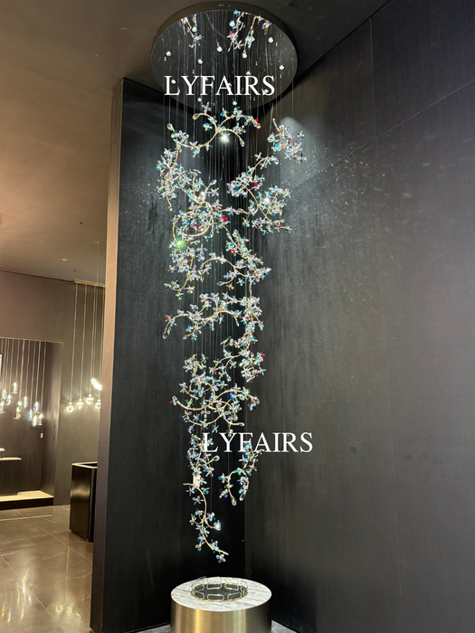 Luxury Elegant Crystal Blossom Branch Chandelier for Staircase/Villa/Lobby/Foyer