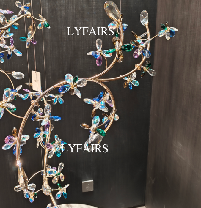 Luxury Elegant Crystal Blossom Branch Chandelier for Staircase/Villa/Lobby/Foyer