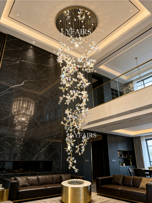 Luxury Elegant Crystal Blossom Branch Chandelier for Staircase/Villa/Lobby/Foyer