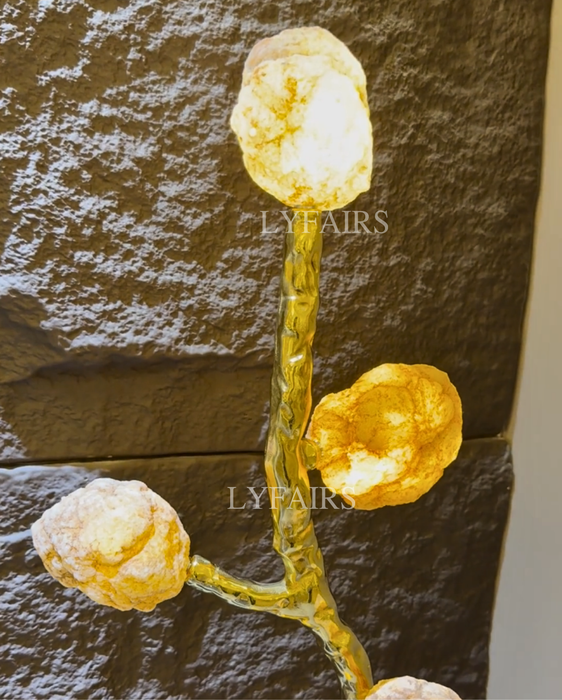 Luxury Elegant Tree Golden Branch Natural Crystal Geode Table Lamp