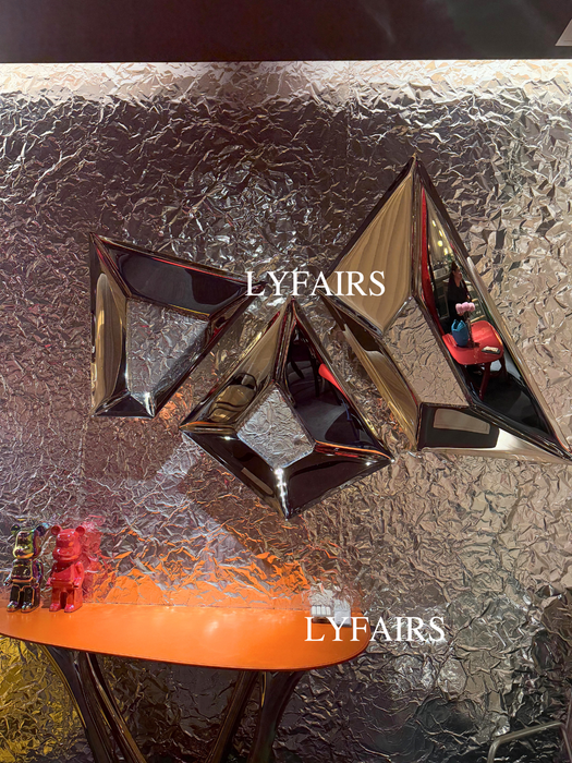 Luxury Futuristic Geometric Stainless Steel Mirror Polished Wall Decor for Modern Interiors