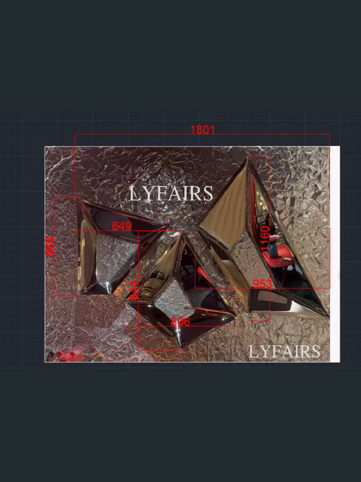 Luxury Futuristic Geometric Stainless Steel Mirror Polished Wall Decor for Modern Interiors