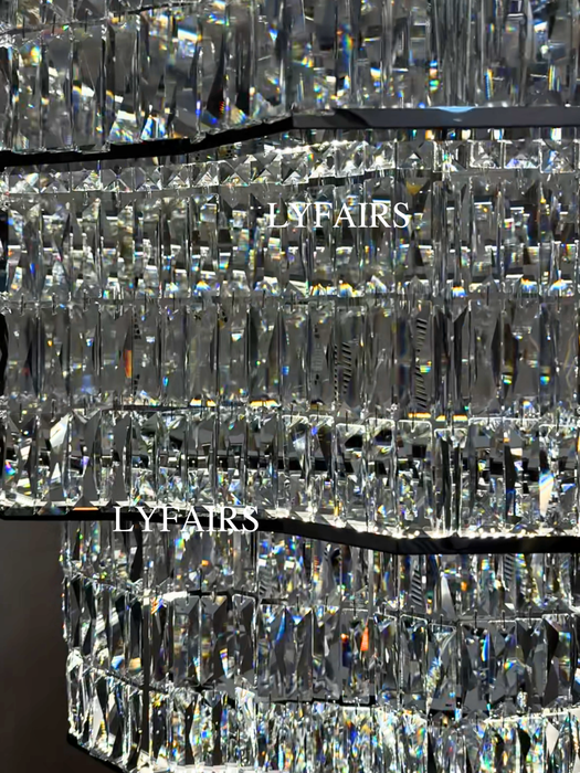 Luxury Grand Tiered Dazzling Crystal Cascade Chandelier for High Ceiling/Lobby/Staircase