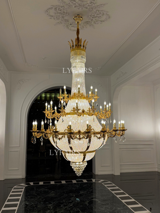 Luxury Imperial Egyptian/K9 Crystal Grand Chandelier with Malachite Accents