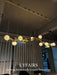 Luxury Linear Brass Branches Chandelier with White Globe Glass