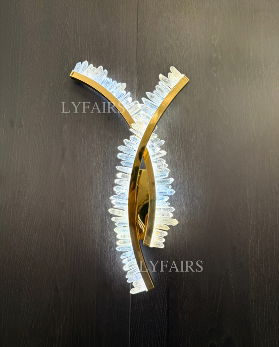 Luxury Modern X-wing Natural Crystal Wall Sconce for Bedroom/Corridors/Hallway