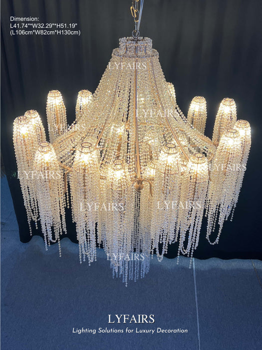Luxury Multi-Tier Waterfall Cascading Crystal Chandelier for Grand Foyer / Staircase / Great Room