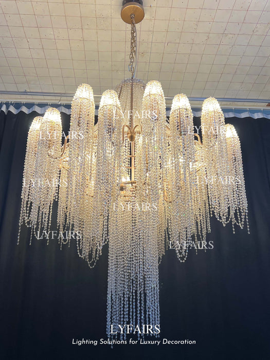 Luxury Multi-Tier Waterfall Cascading Crystal Chandelier for Grand Foyer / Staircase / Great Room