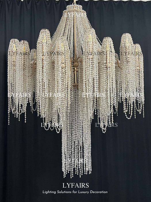 Luxury Multi-Tier Waterfall Cascading Crystal Chandelier for Grand Foyer / Staircase / Great Room