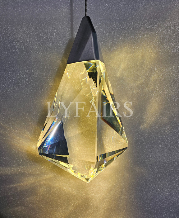 Modern Luxury Brushed Nickel Diamond Crystal Pendant