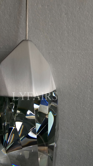 Modern Luxury Brushed Nickel Diamond Crystal Pendant