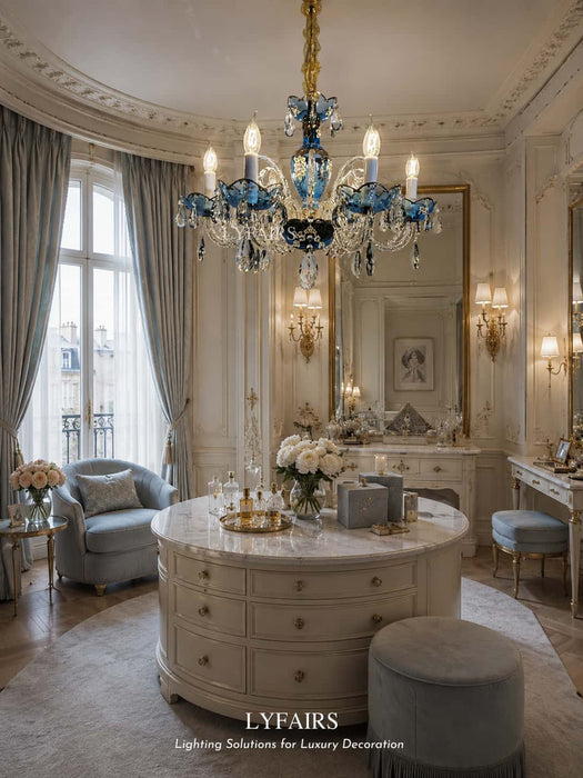 D25.6"*H18.9" Small statement chandelier for Parisian Style Powder Room / Dressing Room