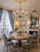 Lyfair French Blue Crystal Chandelier with 10 candle lights, measuring the size of D34.65"*H23.6" is perfect for Romantic French Transitional Style Dining Room