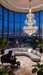 Luxury empired candle crystal chandelier with Gordon Gu modern minimalist sofa