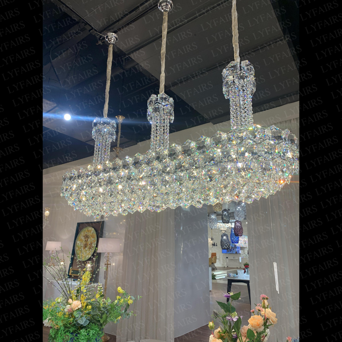 Lyfairs Titanic Luxury Crystal Chandelier for large dining room, wedding hall, matches with long dining table