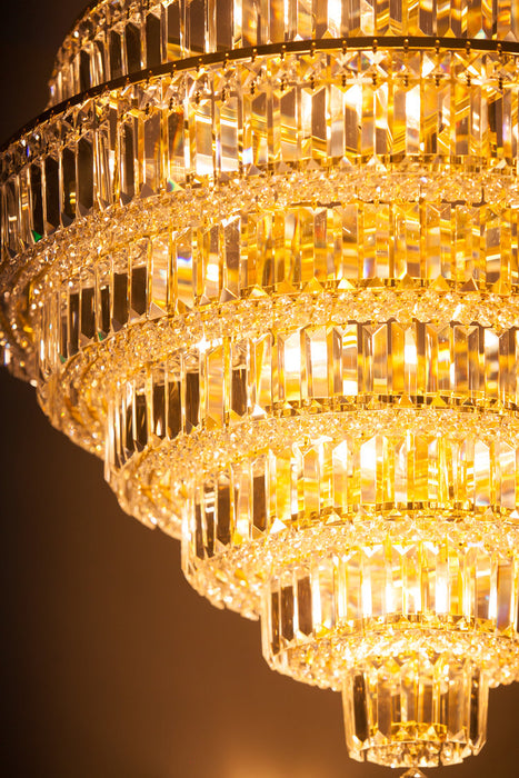 Lampadario extra large cromato / argento / oro per apparecchio di illuminazione a soffitto in cristallo per scale del soggiorno