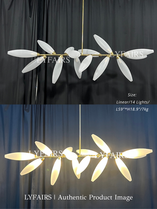 Minimalist Linear Rice Grain Shaped Bulb Chandelier