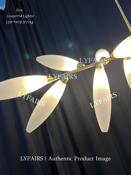 Minimalist Linear Rice Grain Shaped Bulb Chandelier