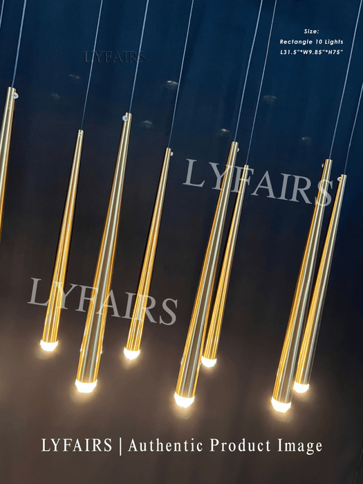 Minimalist Staircase Ceiling Lighting Fixture Foyer Pendant Chandelier In Brass/Black/Nickel Finish