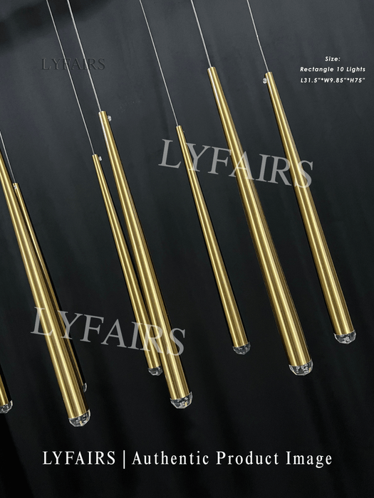 Minimalist Staircase Ceiling Lighting Fixture Foyer Pendant Chandelier In Brass/Black/Nickel Finish