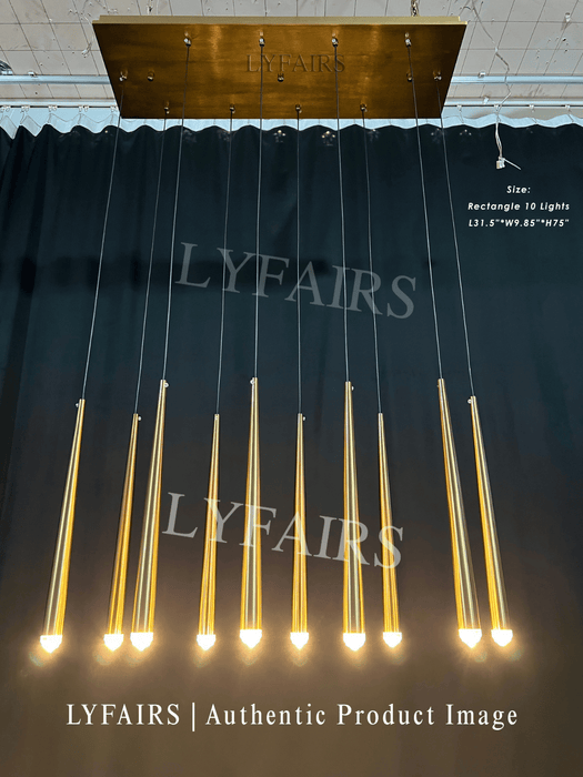 Minimalist Staircase Ceiling Lighting Fixture Foyer Pendant Chandelier In Brass/Black/Nickel Finish