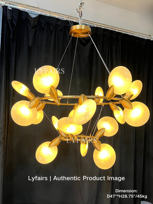 Modern 2-Tier Hand-blown Petal-like Translucent Glass Chandelier