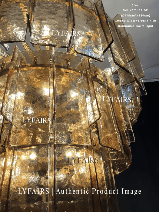 Modern 4-Tier Clear/Smoky Gray Glass Chandelier