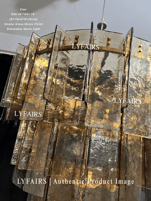 Modern 4-Tier Clear/Smoky Gray Glass Chandelier