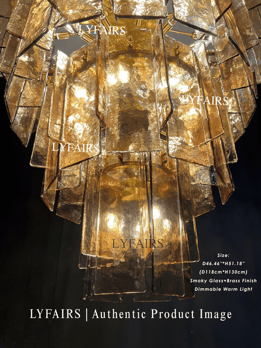 Modern 4-Tier Clear/Smoky Gray Glass Chandelier