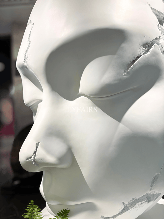 Modern Abstract Cracked Head Sculpture