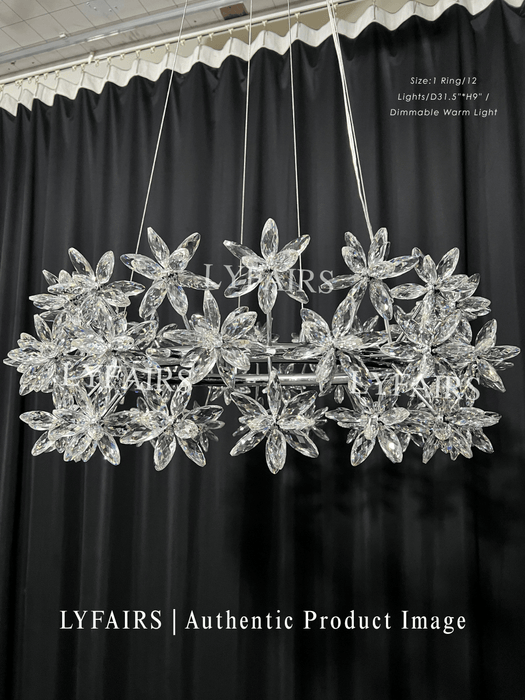 Modern Art Design Round Crystal Flower Chandelier for Bedroom/Living Room