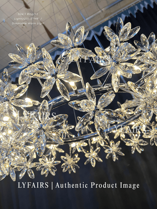 Modern Art Design Round Crystal Flower Chandelier for Bedroom/Living Room