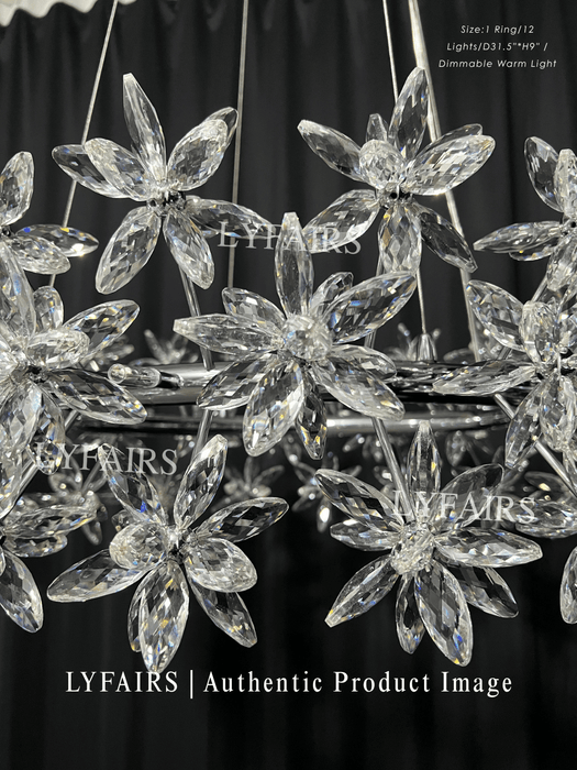 Modern Art Design Round Crystal Flower Chandelier for Bedroom/Living Room