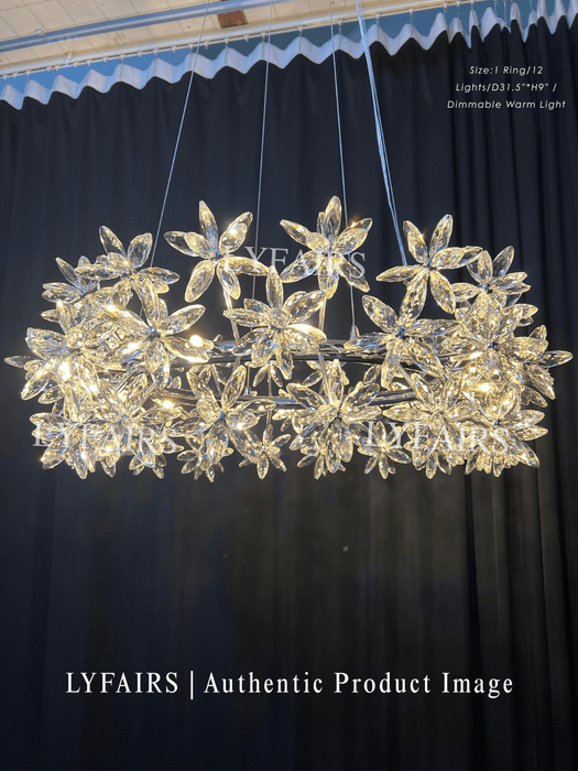 Modern Art Design Round Crystal Flower Chandelier for Bedroom/Living Room