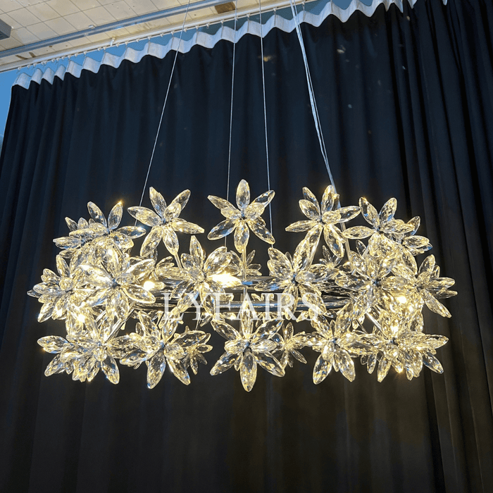 Modern Art Design Round Crystal Flower Chandelier for Bedroom/Living Room
