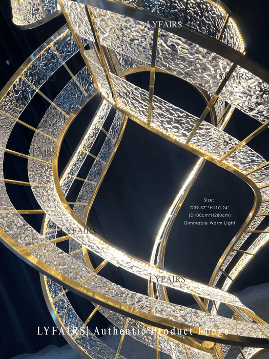 Modern Artistic Double Spiral Acrylic Chandelier for High Ceilings/Staircase/Foyer