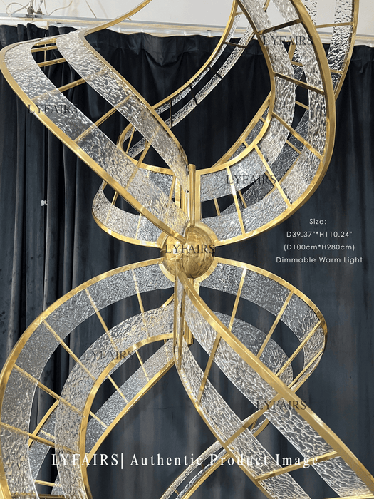 Modern Artistic Double Spiral Acrylic Chandelier for High Ceilings/Staircase/Foyer